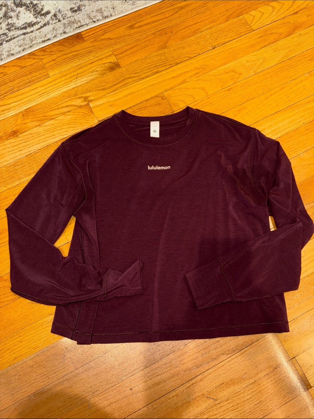 Lululemon athletica Cropped Long Sleeve Tee in Deep Plum